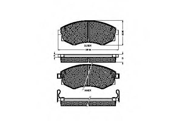 HYUNDAI 58101-29A30 Комплект гальмівних колодок, дискове гальмо