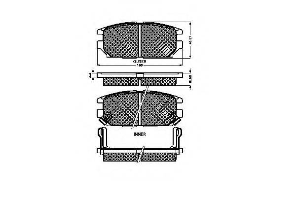 MITSUBISHI MB928067 Комплект гальмівних колодок, дискове гальмо