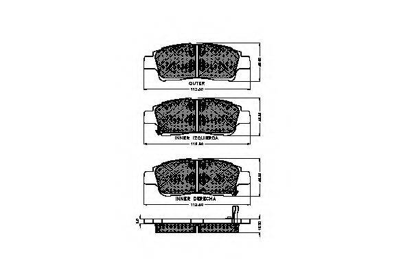 TOYOTA 04465-YZZCJ Комплект гальмівних колодок, дискове гальмо