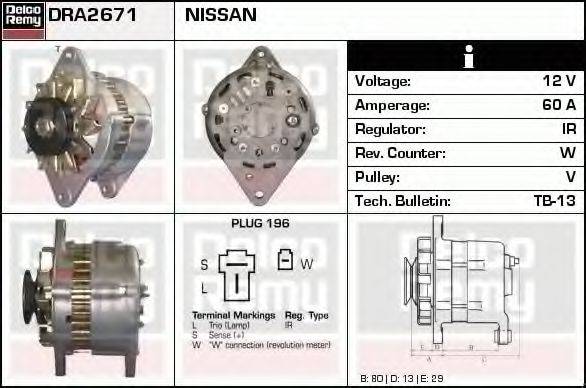 NISSAN 23100-V0100L Генератор