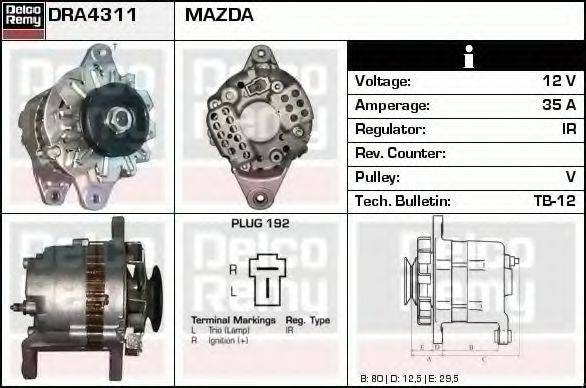 MAZDA G61218300 Генератор