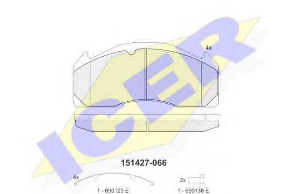 ICER 151427 Комплект гальмівних колодок, дискове гальмо