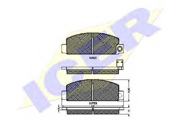 ICER 20539 Комплект гальмівних колодок, дискове гальмо
