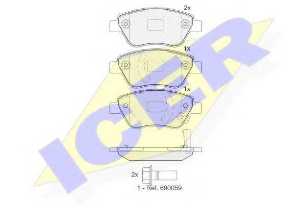 ICER 24288 Комплект гальмівних колодок, дискове гальмо