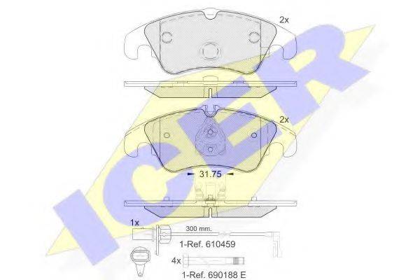 ICER 181862 Комплект гальмівних колодок, дискове гальмо