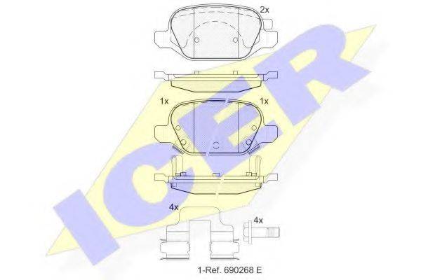 ICER 182128 Комплект гальмівних колодок, дискове гальмо
