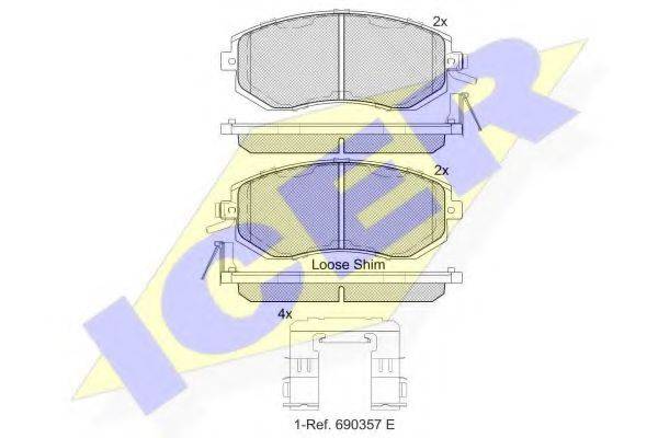 ICER 182199 Комплект гальмівних колодок, дискове гальмо