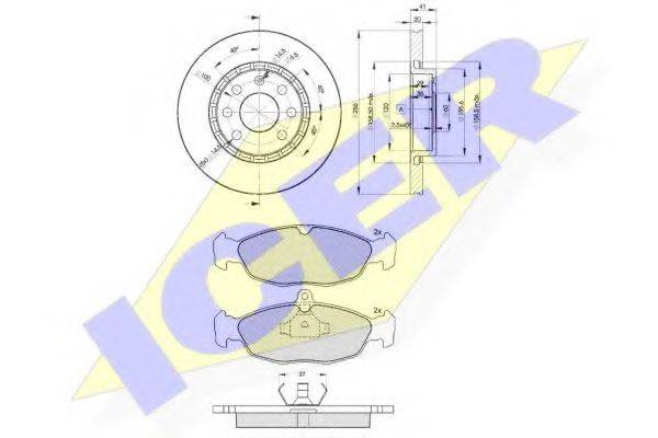 ICER 308589046 Комплект гальм, дисковий гальмівний механізм