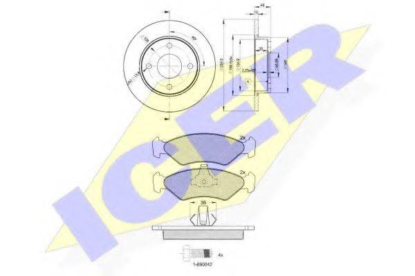 ICER 311431063 Комплект гальм, дисковий гальмівний механізм