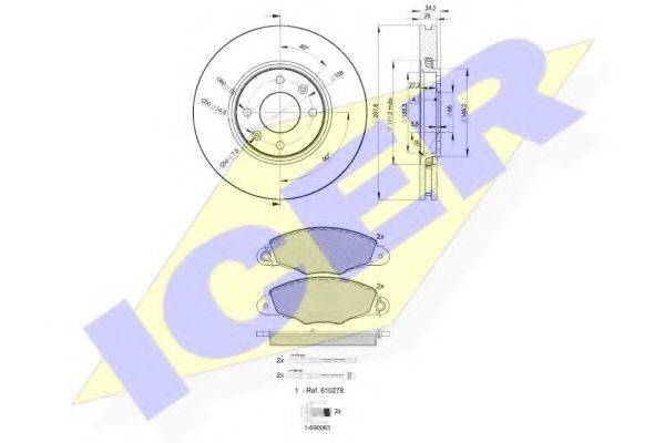 ICER 312784753 Комплект гальм, дисковий гальмівний механізм