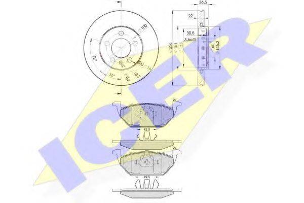 ICER 313385602 Комплект гальм, дисковий гальмівний механізм