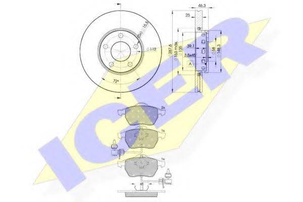 ICER 313624063 Комплект гальм, дисковий гальмівний механізм
