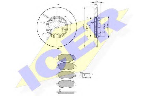 ICER 313675612 Комплект гальм, дисковий гальмівний механізм