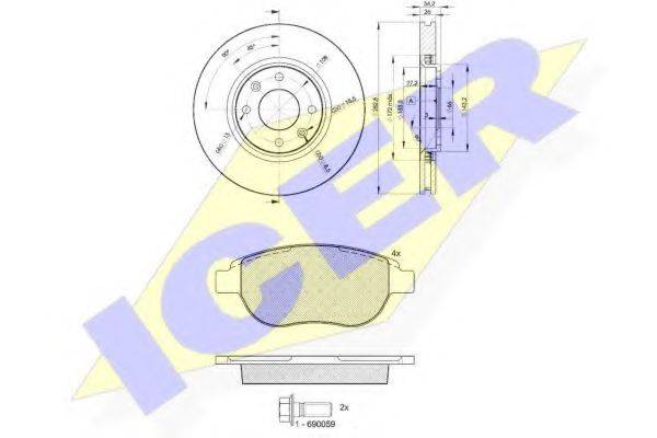 ICER 314294752 Комплект гальм, дисковий гальмівний механізм
