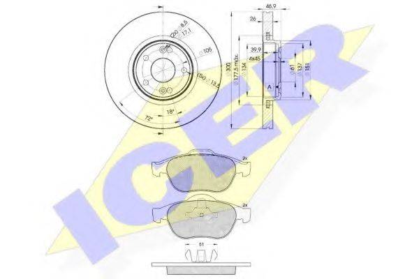 ICER 314322235 Комплект гальм, дисковий гальмівний механізм