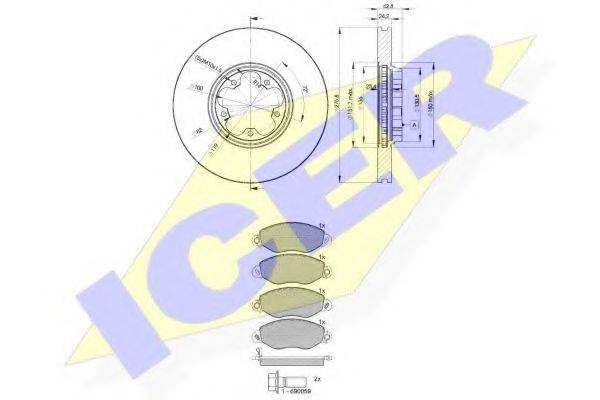 ICER 314985612 Комплект гальм, дисковий гальмівний механізм