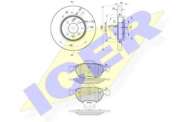 ICER 318607829 Комплект гальм, дисковий гальмівний механізм