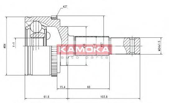 KAMOKA 6844 Шарнірний комплект, приводний вал