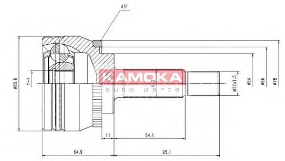 KAMOKA 7056 Шарнірний комплект, приводний вал