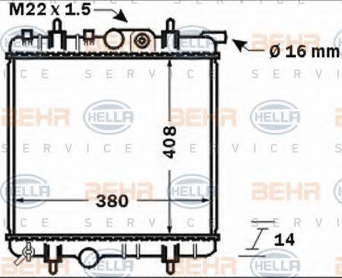 HELLA 8MK376771481 Радіатор, охолодження двигуна