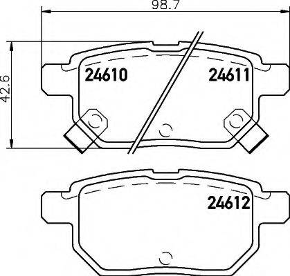 TOYOTA 0446612140 Комплект гальмівних колодок, дискове гальмо