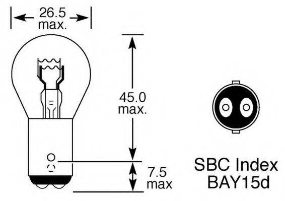 LUCAS ELECTRICAL LLB294 Лампа розжарювання, ліхтар покажчика повороту; Лампа розжарювання, ліхтар сигналу гальмування; Лампа, що миготять / габаритні вогні