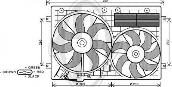 PORSCHE 1K0959455EA Вентилятор, охолодження двигуна