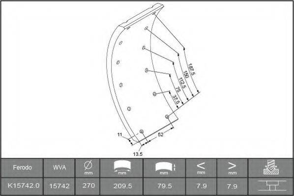 MERCEDES-BENZ 603 420 08 20 Комплект гальмівних черевиків, барабанні гальма