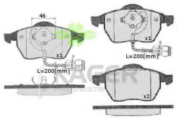 KAGER 20676 Комплект гальмівних колодок, дискове гальмо