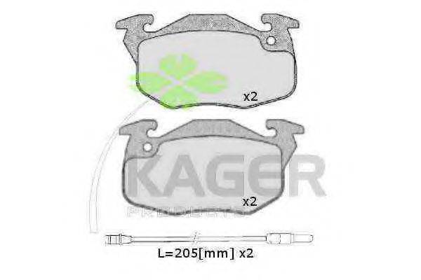 KAGER 20986 Комплект гальмівних колодок, дискове гальмо