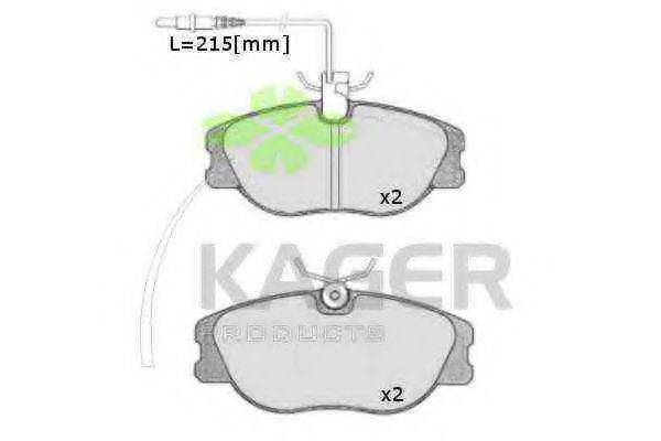 KAGER 21074 Комплект гальмівних колодок, дискове гальмо