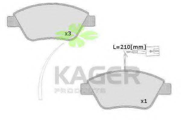 KAGER 350543 Комплект гальмівних колодок, дискове гальмо