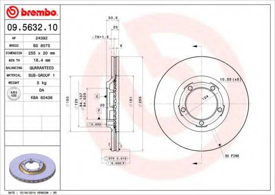 BRECO BS8075 гальмівний диск