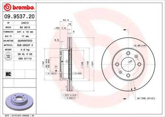 BRECO BS8515 гальмівний диск