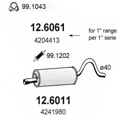 ASSO 126011 Середній глушник вихлопних газів