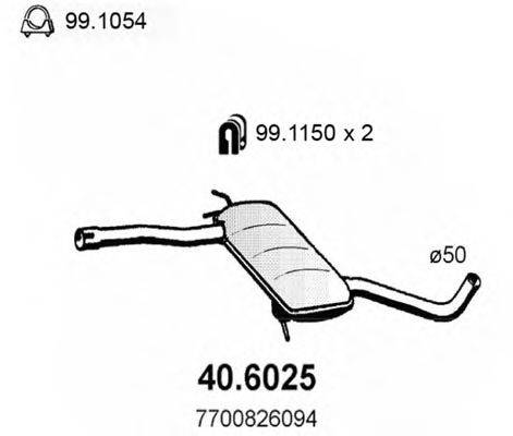 ASSO 406025 Середній глушник вихлопних газів