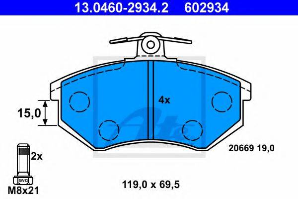 VAG 8D0 698 151 L Комплект гальмівних колодок, дискове гальмо