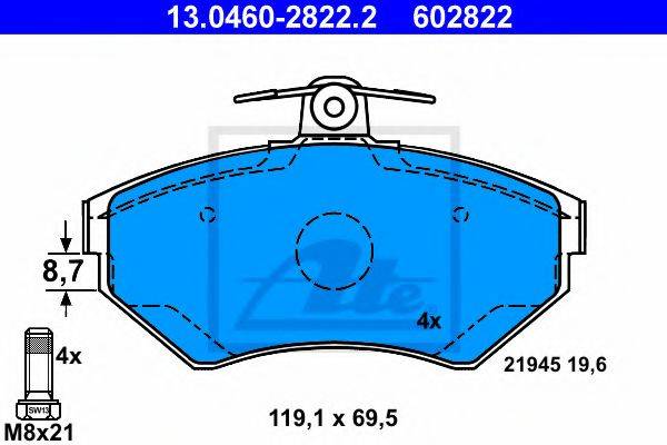 VAG 8E0 698 151 Комплект гальмівних колодок, дискове гальмо