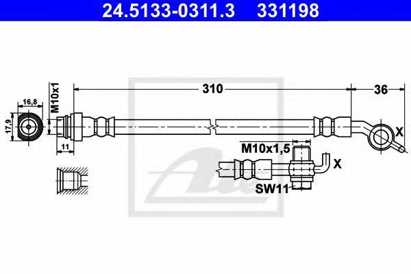 FORD 6G91-2282-CC Гальмівний шланг