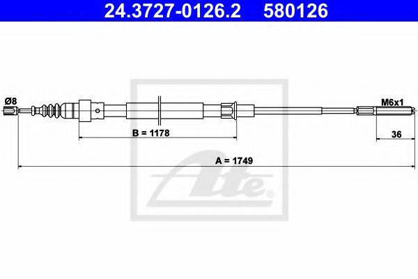 ATE 580126 Трос, стоянкова гальмівна система