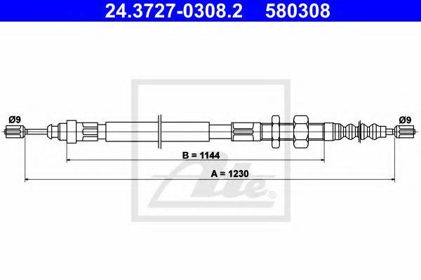 ATE 580308 Трос, стоянкова гальмівна система