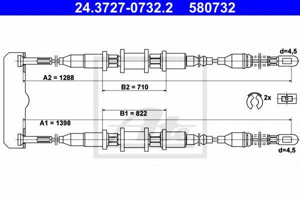 FTE FBS17033 Трос, стоянкова гальмівна система