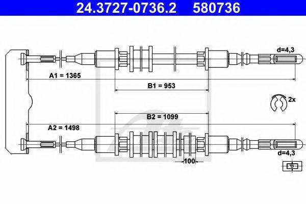 TEXTAR 44028800 Трос, стоянкова гальмівна система