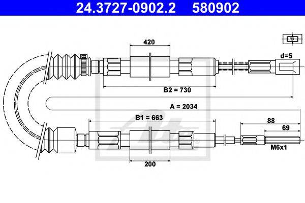 PORSCHE 477609720 Трос, стоянкова гальмівна система