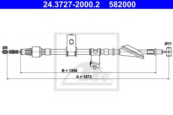 NIPPARTS J15908 Трос, стоянкова гальмівна система