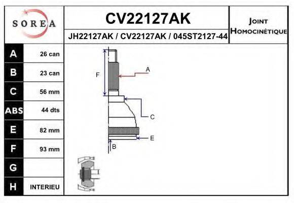 SNRA JH22127AK Шарнірний комплект, приводний вал