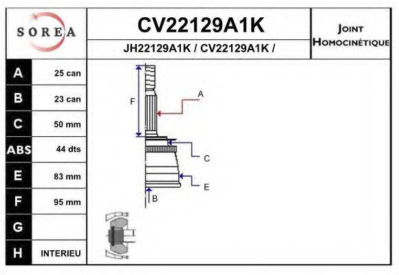 EAI CV22129A1K Шарнірний комплект, приводний вал