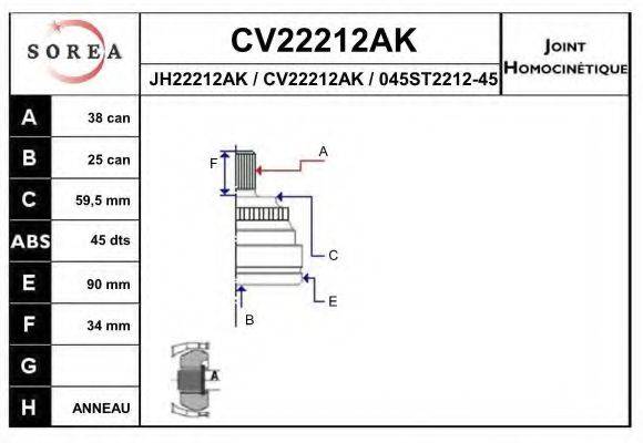 SNRA JH22212AK Шарнірний комплект, приводний вал