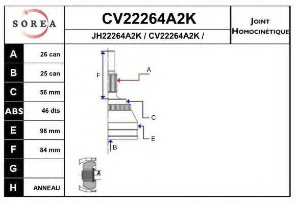 SNRA JH22264A2K Шарнірний комплект, приводний вал