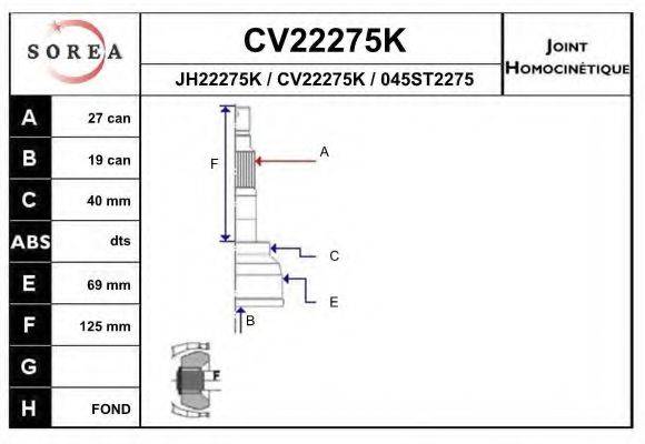 EAI CV22275K Шарнірний комплект, приводний вал